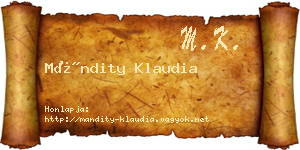 Mándity Klaudia névjegykártya